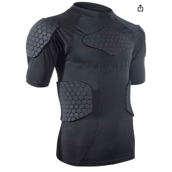 Men's Padded Compression Shirt Rib Chest Protector for Baseball Football - Picture 1 of 7